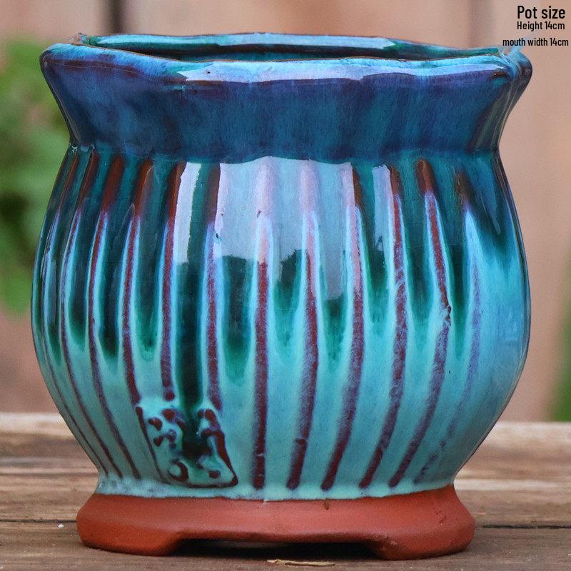 Handmade Retro Zisha Ceramic Pot for Succulents, Orchid, and Asparagus - Breathable Small Flower Pot