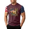 Men's Short Sleeve Loose Fit T Shirt with Flag and Beer Print Casual Crewneck Summer Top for Daily Wear Holiday Events