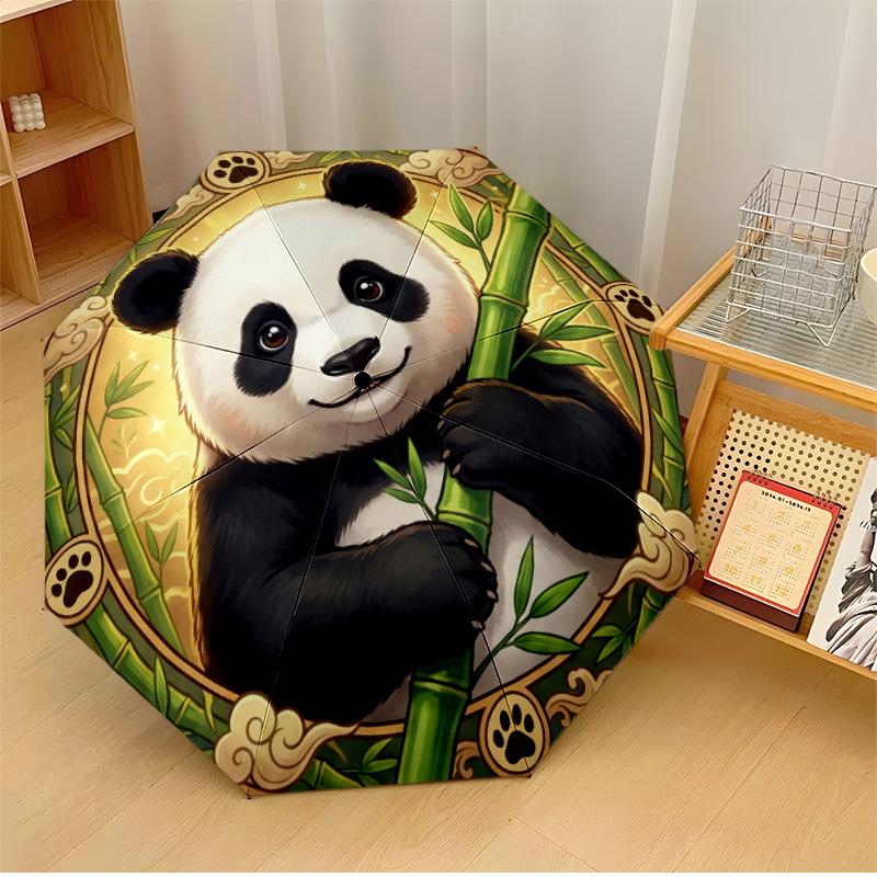 

Panda Bamboo Design Printed umbrella windproof folding umbrella portable sun and rain umbrella suitable for gifting