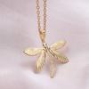 1Pc Personality Minimalism Dragonfly Pendant Necklace Metal Stainless Steel Charms Necklace Real Gold Plated For Women Jewelry