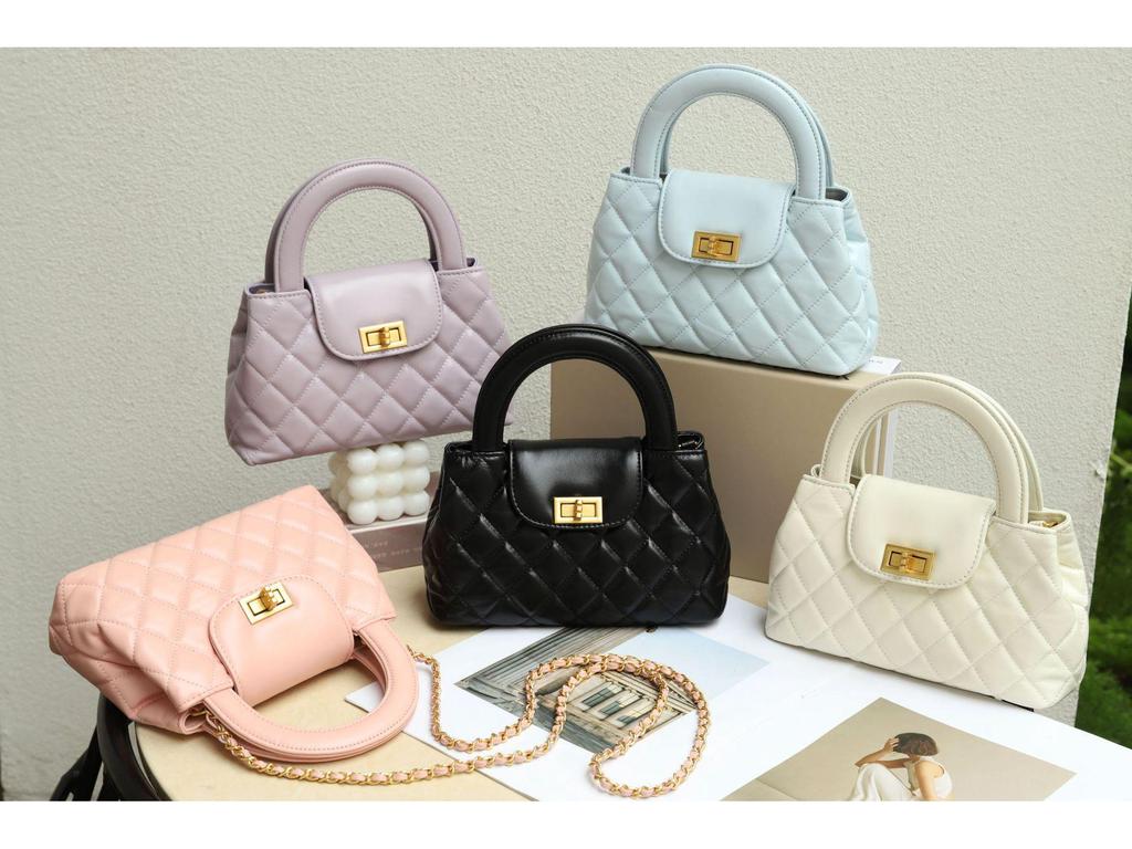 Women's 2025 New Genuine Leather Diamond Chain Handbag - Versatile Women's Shoulder Crossbody Bag