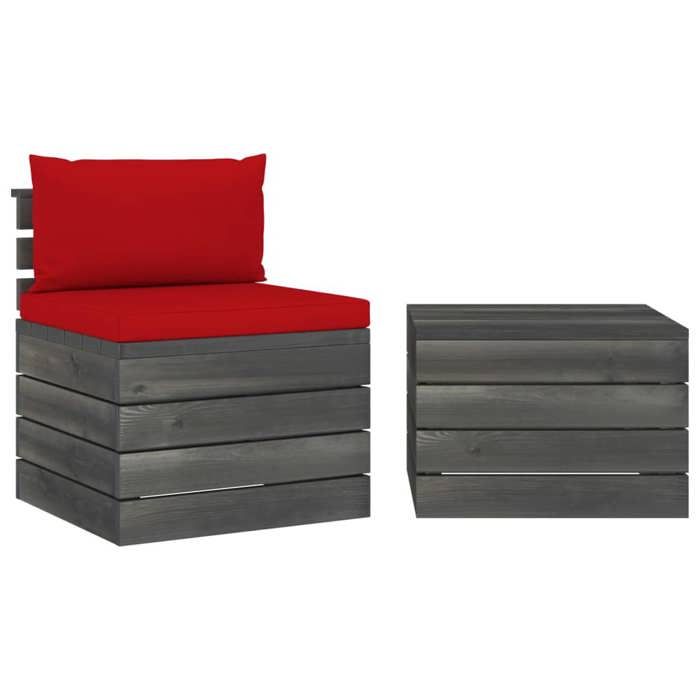 VidaXL Salon Palette de Jardin 2 pcs avec Coussins Meubles de Terrasse Meubles d'Extérieur Mobilier de Jardin Mobilier de 3061665