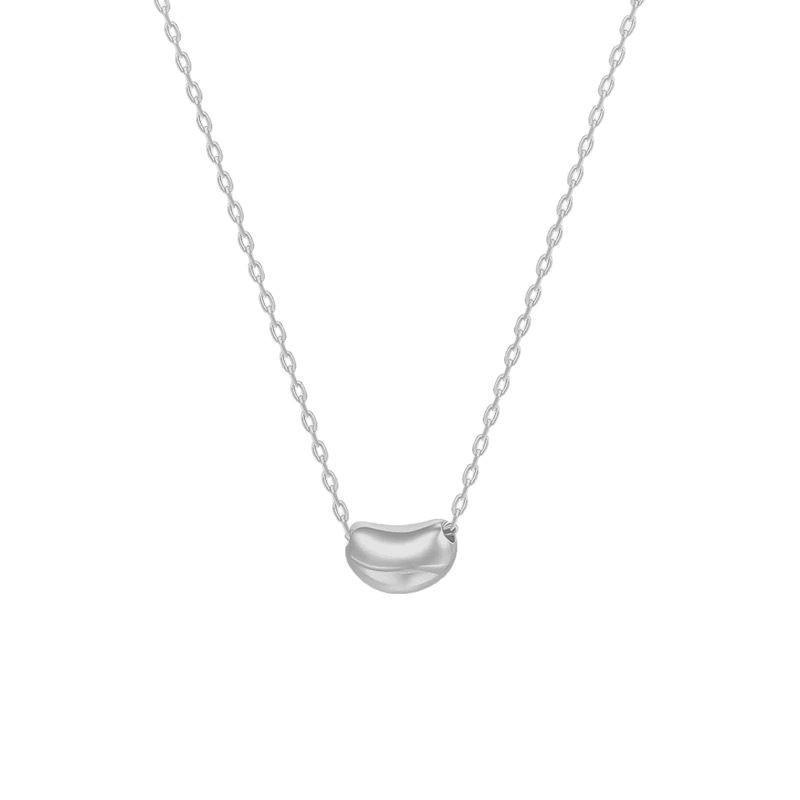 

925 Sterling Silver Love Bean Necklace for Women , Korean Style Minimalist Pendant , Ins Trendy Silver Jewelry 925 silver / option 2 білий