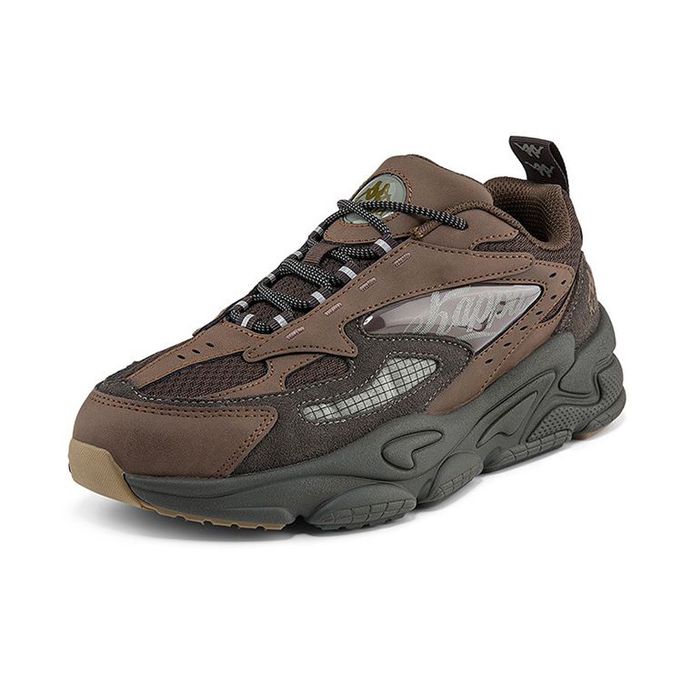 Kappa Synthetic Leather Fabric Pigskin Round Toe Lace-Up Height Increasing Shock Absorbing Wear-Resistant Non-Slip Low-Top Dad Shoes K0BZ5MC15D-687