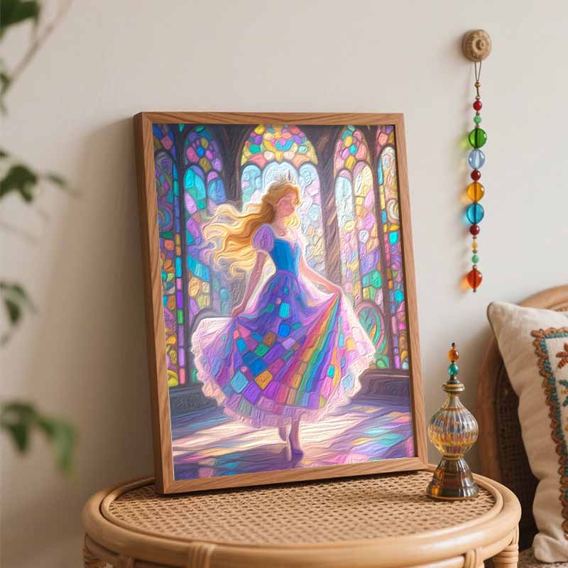 Disney Princess Stained Glass Dress Oil Painting Hand Painting Coloring Painting Handmade Diy Home Decoration Gift