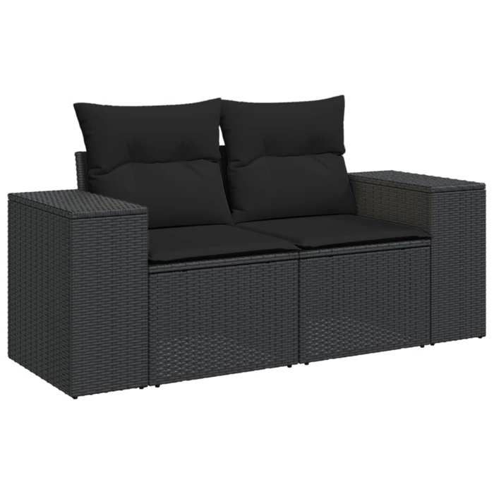 VidaXL Salon de Jardin avec Coussins 5 pcs, Canapés de Terrasse, Ensemble de Meubles de Patio, Mobilier d'Extérieur, Noir 3222484