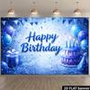 2D Happy Birthday Light Blue Glitter Backdrop Banner Party Photo Background