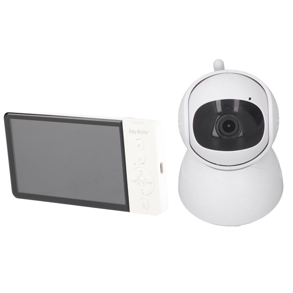 Video Baby Monitor 5.0 In LCD Screen 2.4GHz White 2 Way Voice 100‑240V Night Vision 5000mAh Baby