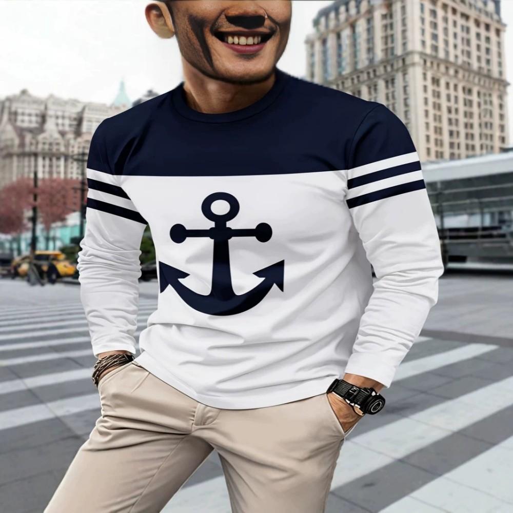 Stylish Color-block Long-sleeve T-shirt, Casual Versatile Top for Daily Use.