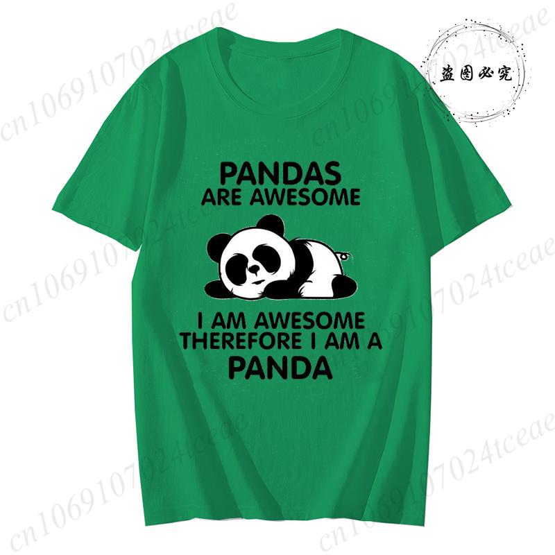 Pandas Are Awesome Print Unisex Tshirt Casual Tshirt Summer Lazy Panda Animal Graphic Fashion Female Tee T Shirts Unisex Clothing