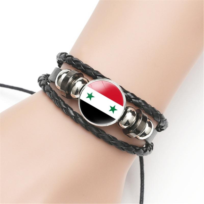 Handcrafted Black Syrian Flag Bracelet Showcasing Unique Craftsmanship and Cultural Identity for Fashion Enthusiasts