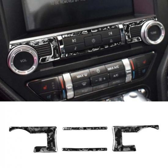 Forged Carbon Fiber For Ford Mustang 2015- Central CD Switch Panel 4PCS Trim