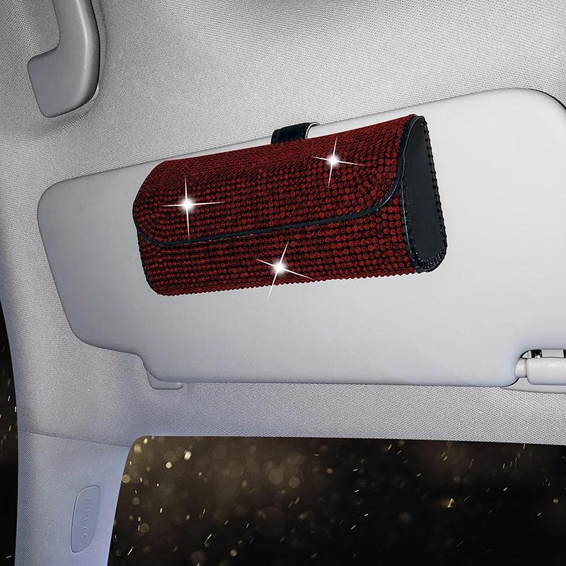Kristall Auto Sonnenbrillenhalter Etui Getränkehalter Auto Sonnenbrillenbox Clip Strass Auto Bling Zubehör für Damen