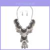 Vintage Water Drop Necklace Earrings Set With Alloy Pendant And Multilayer Chain For Retro Jewelry Enthusiasts