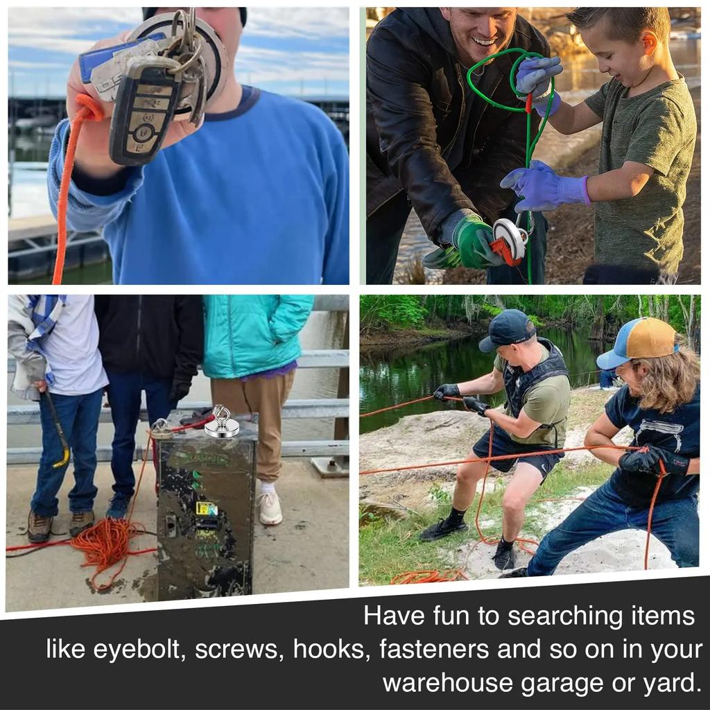 Super Strong Neodymium Fishing Magnet Hook N52 Heavy Duty Rare Earth Magnet with Countersunk Hole Eyebolt Salvage Magnet Imans