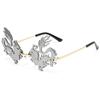 12Styles Chinese Dragon Shaped Sunglasses Metal Frame Rimless Sun Glasses Party Decor Glasses for Women Men UV400 Protection