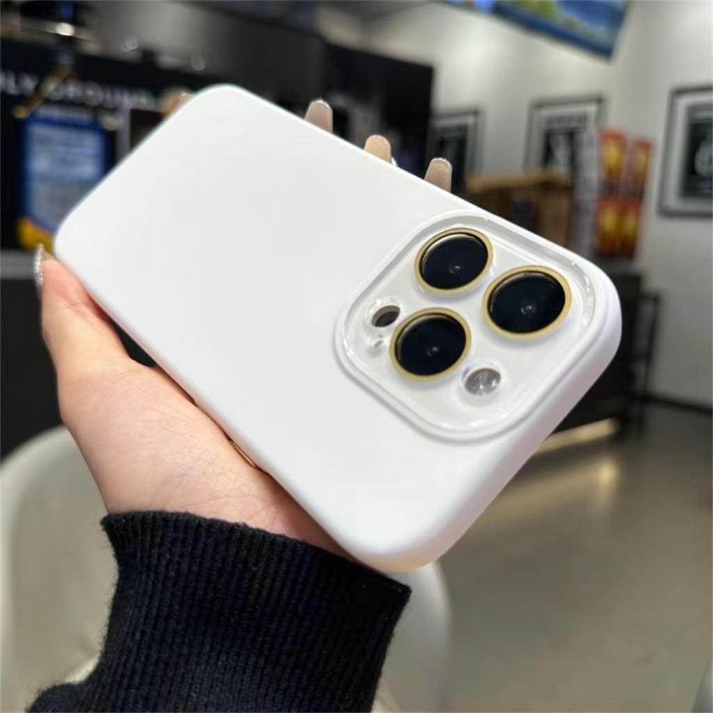 

Подходит для Apple 15promax Жидкий силиконовый чехол для телефона, Iphone14 с крышкой для объектива, Защитный объектив 13 Однотонный Полная упаковка Apple 11Promax