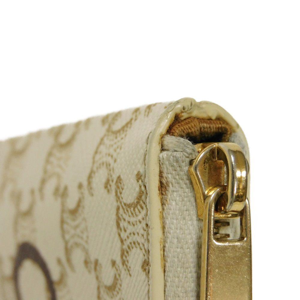 Used 10431 Logo Coin & Card Case 10C662CA2.01BC 7943 Macadam Arc de Triomphe Ivory Gold Key Ring White Unisex from