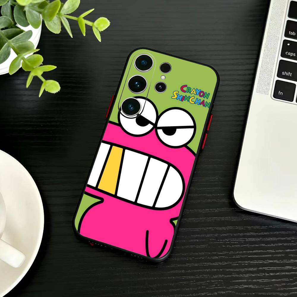 Cartoon N-Crayon Shin-chan Phone Case For Samsung S26,S25,S24,S23,S22,S30,S21,Ultra,Plus,FE 5G Black Soft Cover