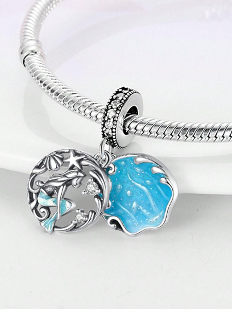 Charm Bead Charms Plata copper Colors Blue Sea Eye Sea Pearl Bead Charms Charm Pendant for Authentic Bracelets for Women Do It Yourself Jewellery Love