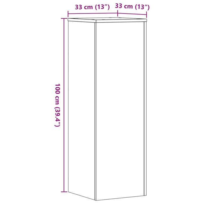 VidaXL Support pour plantes chêne fumé 33x33x100 cm bois d'ingénierie, support de fleurs, support de pot de plante, support 852955
