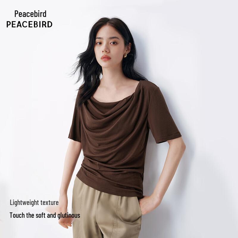 

Peacebird Draped Neck Short Sleeve T-Shirt AACNG2389 M