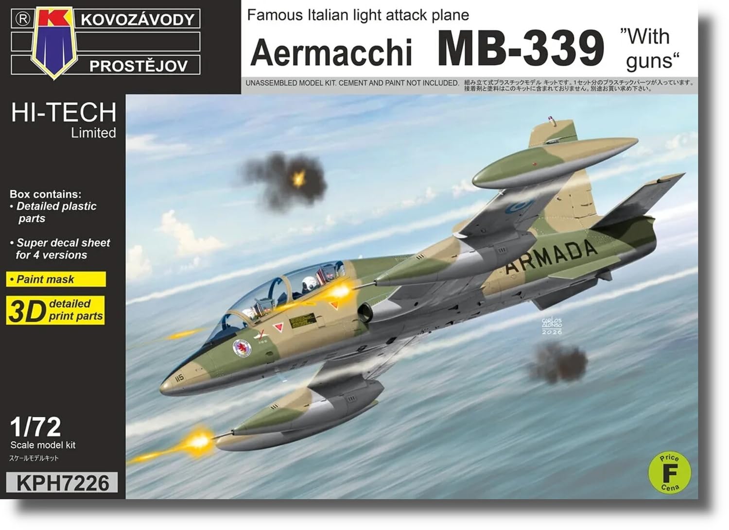 KP Models Aermacchi with Kit Plastic Model Kit KPMH7226 1/72 MB-339 Gunpod, High-Tech (Aircraft)