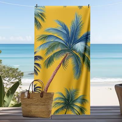 Tropical Palm Tree Print Beach Towel Modern Minimalism Summer Beach Towel Quick Dry Absorbent Sandproof Large Towel for Holiday