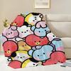 Cartoon Cute B-B-BT-21-ES Blanket Flannel warm comfort soft plush blanket For Picnic Beds Sofas Homes And Bedrooms