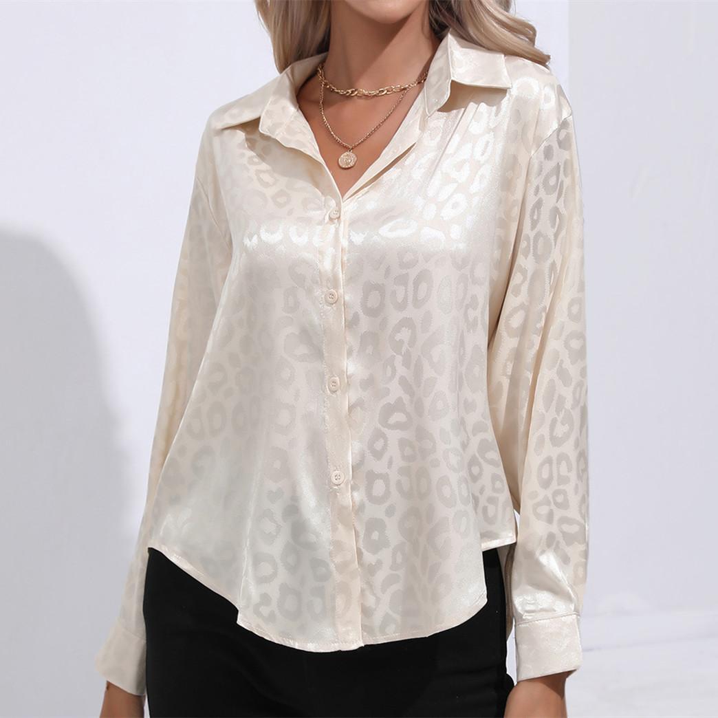 

GMXIA Женские модные повседневные блузки и рубашки-поло с леопардовым принтом и длинными рукавами XL шампанского