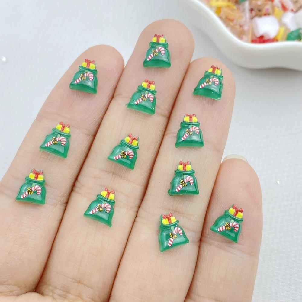 100 Stück Süße Harz-Mini-Weihnachtsbäume, Schneemänner, flache Rückseite, Schmuckherstellung, Maniküre, Haarschmuck-Zubehör