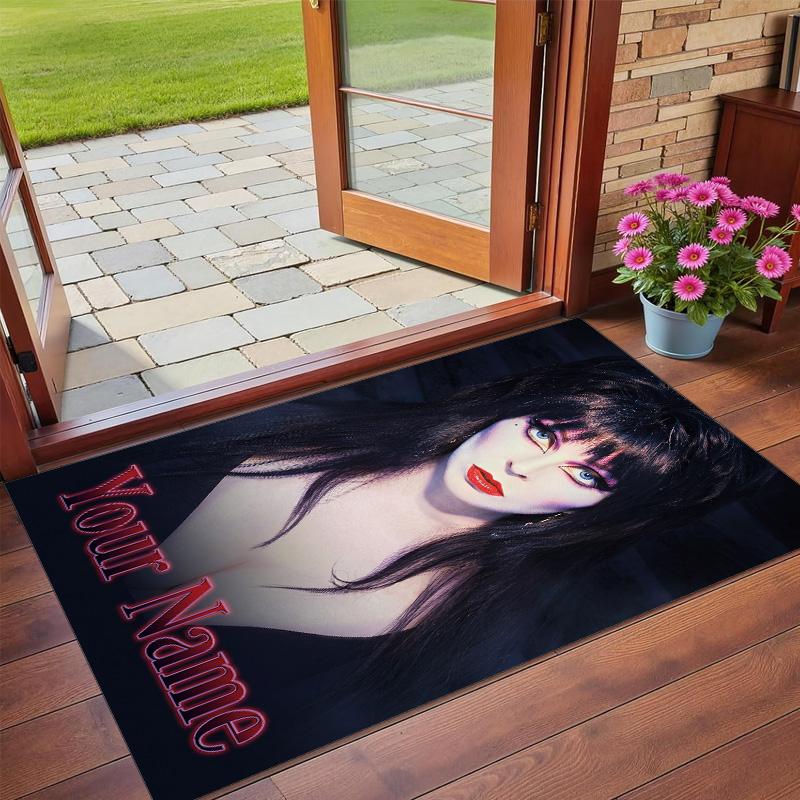 Crystal Velvet Rug Custom Name Text, Soft Non Slip Floor Mat Home DecorElvira Mistress of the Dark