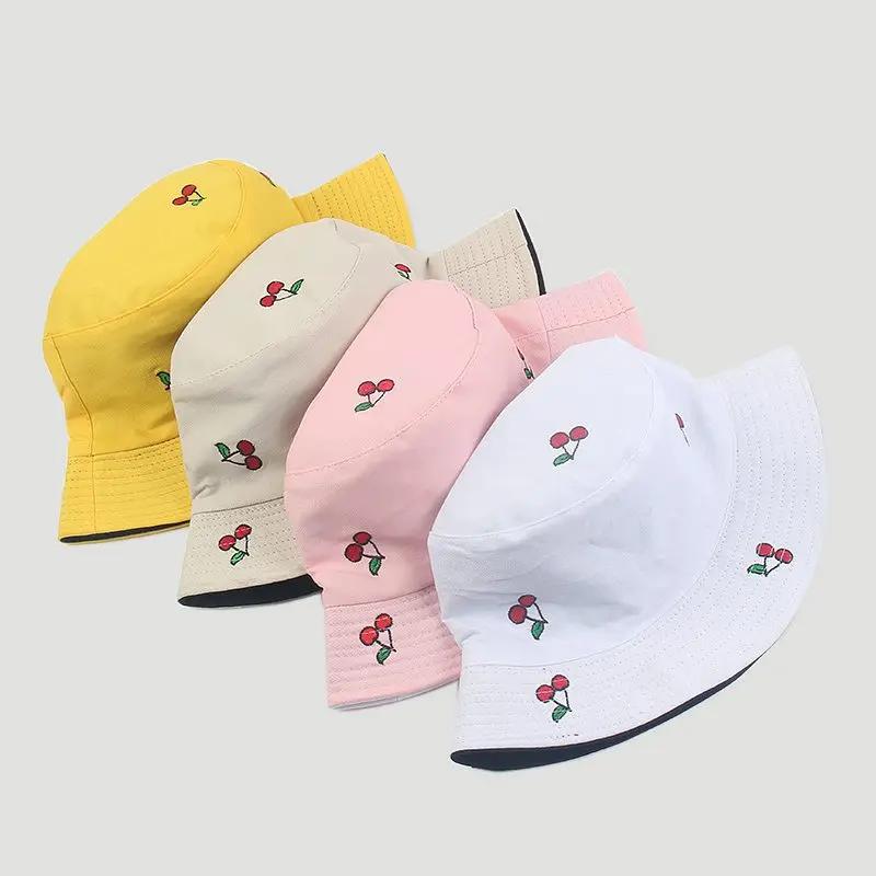 Jarní a letní bavlněný klobouk typu bucket hat s potiskem, rybářský klobouk, venkovní cestovní klobouk, sluneční klobouk pro muže a ženy 208