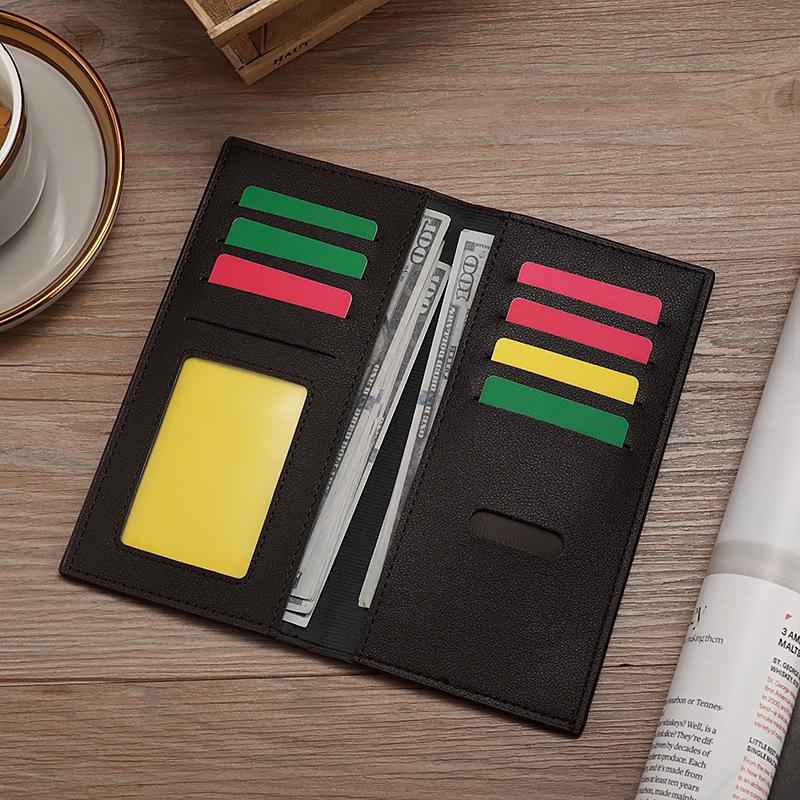 Portafoglio da uomo in morbida pelle ultra sottile: tinta unita, più scomparti per carte, leggero, alla moda, design semplice.