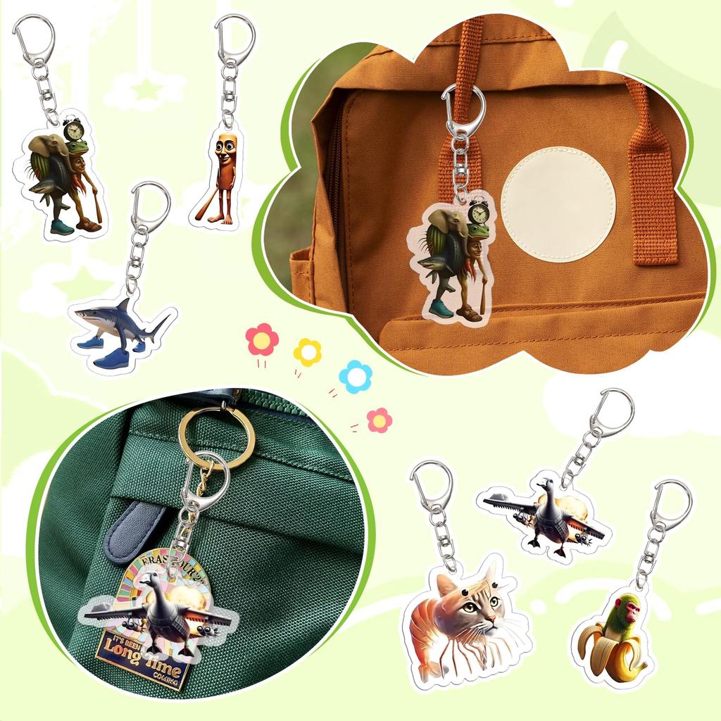 Fantasyon Tuntuntun Safuru Keychain Turbo Babaa Internet Meme Italian Brainlot Trararero Trararara Bag Key Acrylic Keychain Pendant Cute Decoration Se
