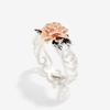 Elegant Two Tone Women Rose Flower Hollow Band Finger Ring Wedding Jewelry Gift