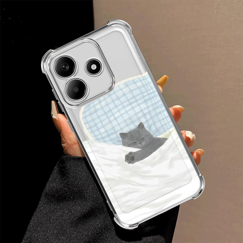 Cartoon Sleeping Cat Case for Redmi Note 14 Pro Plus Note 13 12 11s 10 Lite K80 13C 11 A3 A5 9 Pro Phone Cover