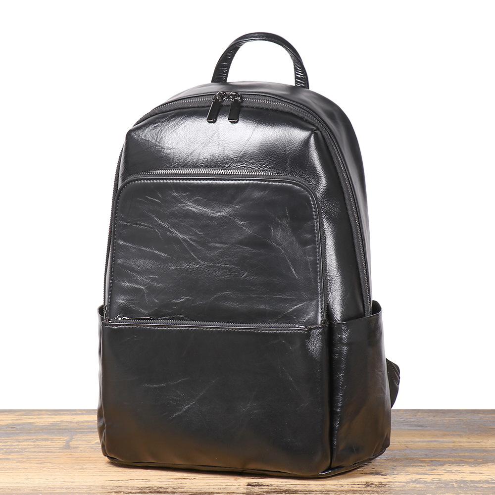 Men'S Leather Backpack First Layer Cowhide Business Commuter Computer Bag Leisure Travel Backpack