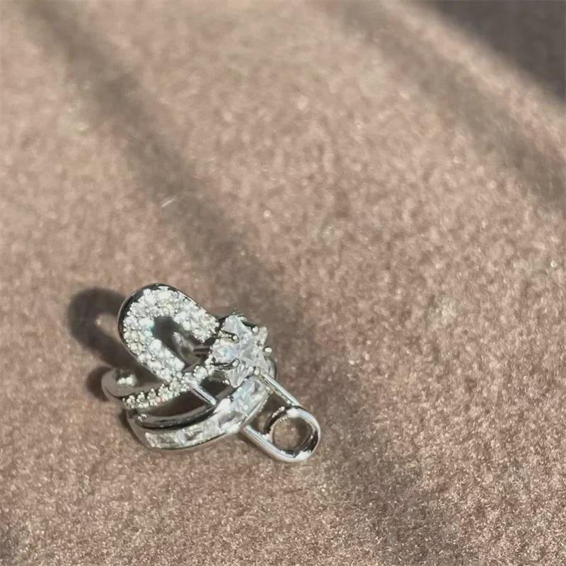 Sweet Diamond Star Clip-On Earrings: Light Luxury, No Piercing, Trendy Summer Design