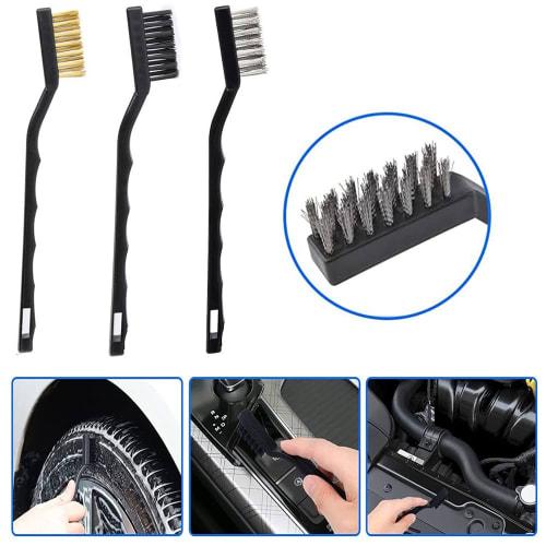 Samcos Stainless Steel Wire Brush Set, 3-Piece Set, for Metal Brushes, Rust and High-Intensity Cleaning (Tricolor, 3-Piece Set)