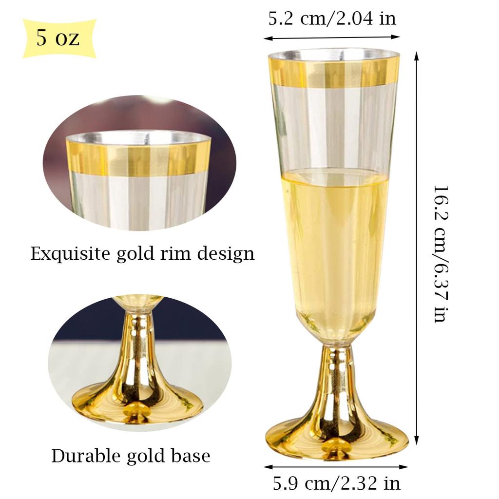 50pcs 5OZ Disposable Wine Cup Party  Plastic Champagne Flutes Cocktail Strawberry Toasting Glass for Wedding Bar Party Camping