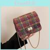 Fashionable Korean Woolen Tote Bag For Women Chic 2024 Casual Plaid Design With Lock Closure