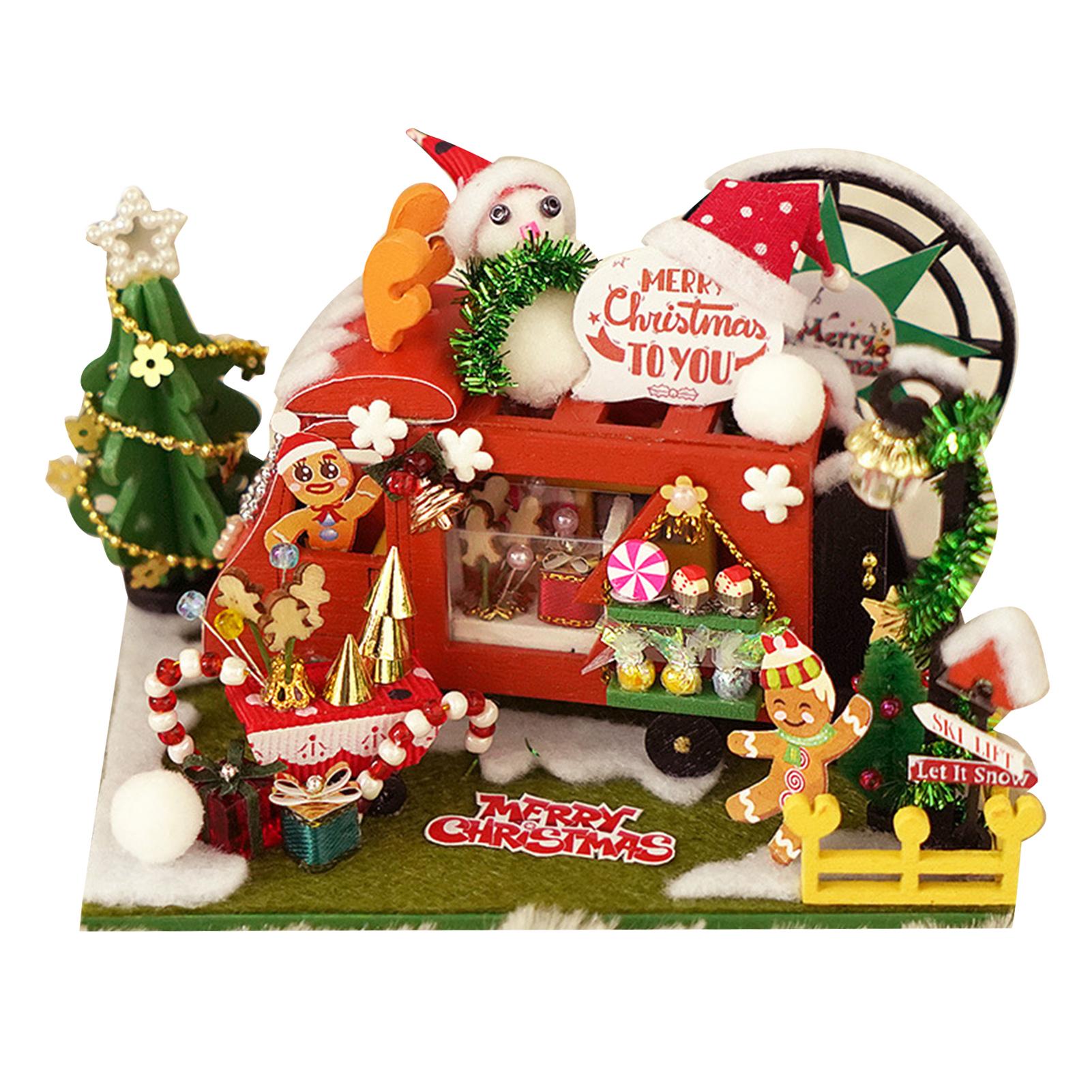 

Рождественская ночь кукольный домик набор маленький автомобиль тема ручной работы деревянный DIY рождественский домик для дома с