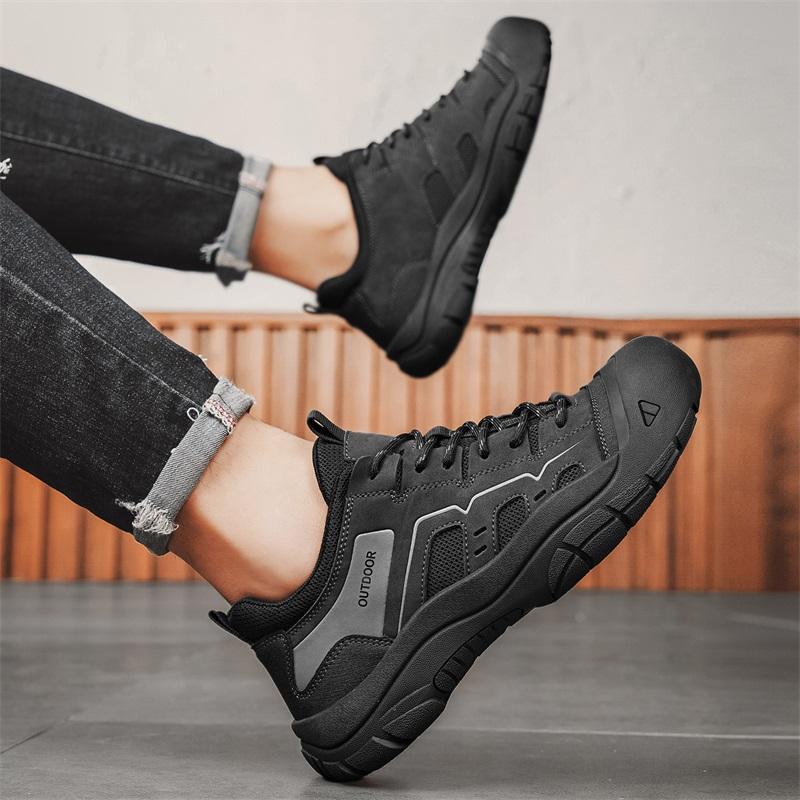 Men's Non-Slip Outdoor Sneakers New Leather Treking Footwear for Men Casual Hiking Shoes Travel Climbing Camping Trainers