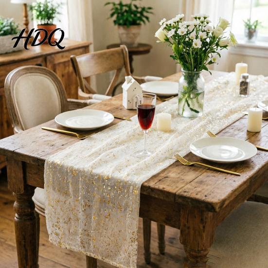 Sophisticated Table Decor Glittery Runner Sheer Flowing Tulle Elegant Runner for Home