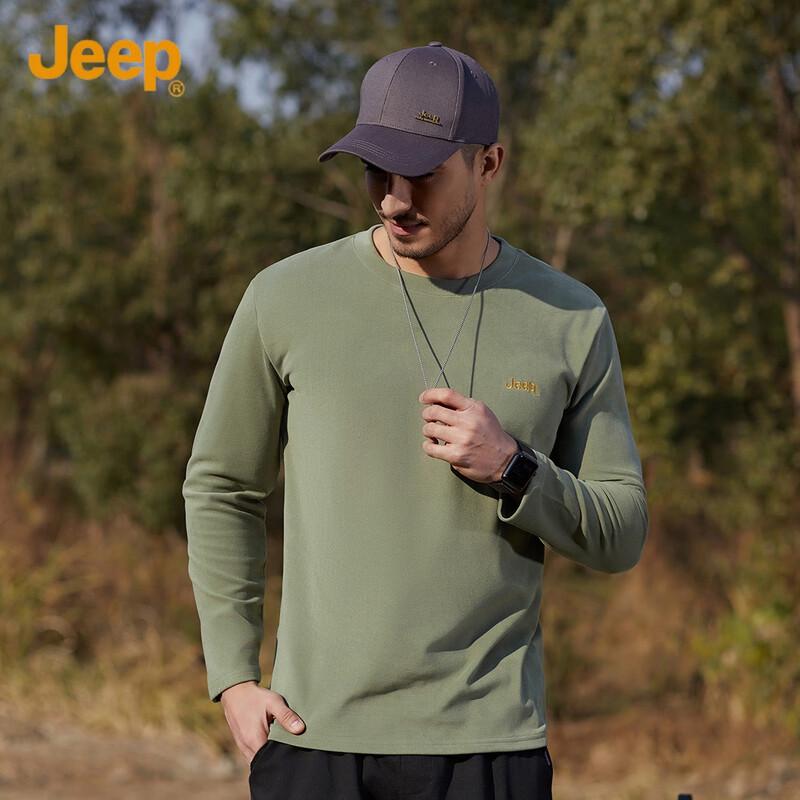JEEP Men's Thermal Fleece Long-Sleeve Crew Neck T-Shirt