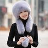 Autumn Winter New Women Faux Fox Fur Outdoor  Keep Warm Protect Ears Tail Russian Snow Hat Caps