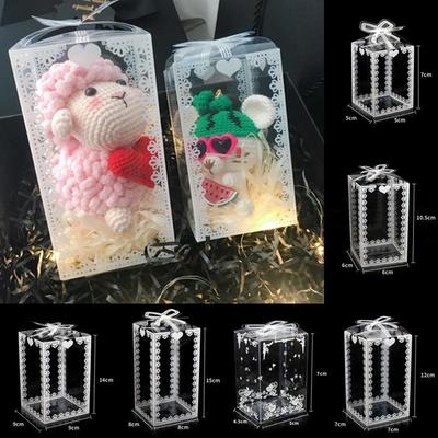 Custodia per caramelle da 10 pezzi Scatola in PVC Imballaggio trasparente Confezione regalo Apple Babbo Natale Pupazzo di neve Alce Renna Torta di caramelle Matrimonio / Natale