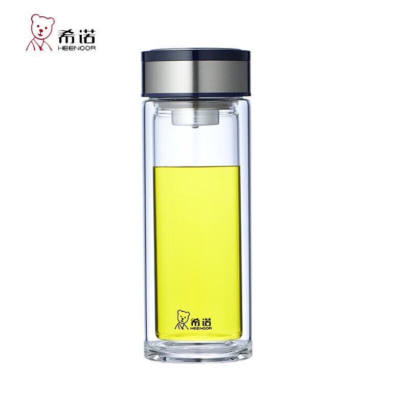 Heenoor Portable Double-Wall Glass Tea Infuser Bottle