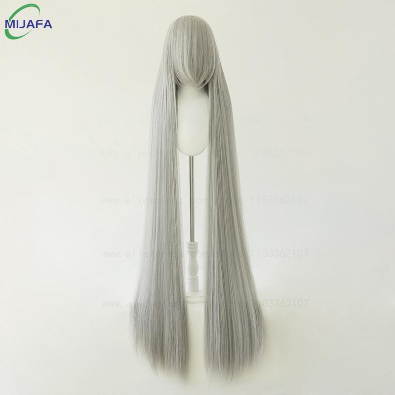 700g Alta Qualità 59" 150cm Lunga Dritta Parrucca Cosplay Con Frangia Biondo Marrone Rosso Verde Blu Resistente al Calore Colori Capelli Parrucche Anime